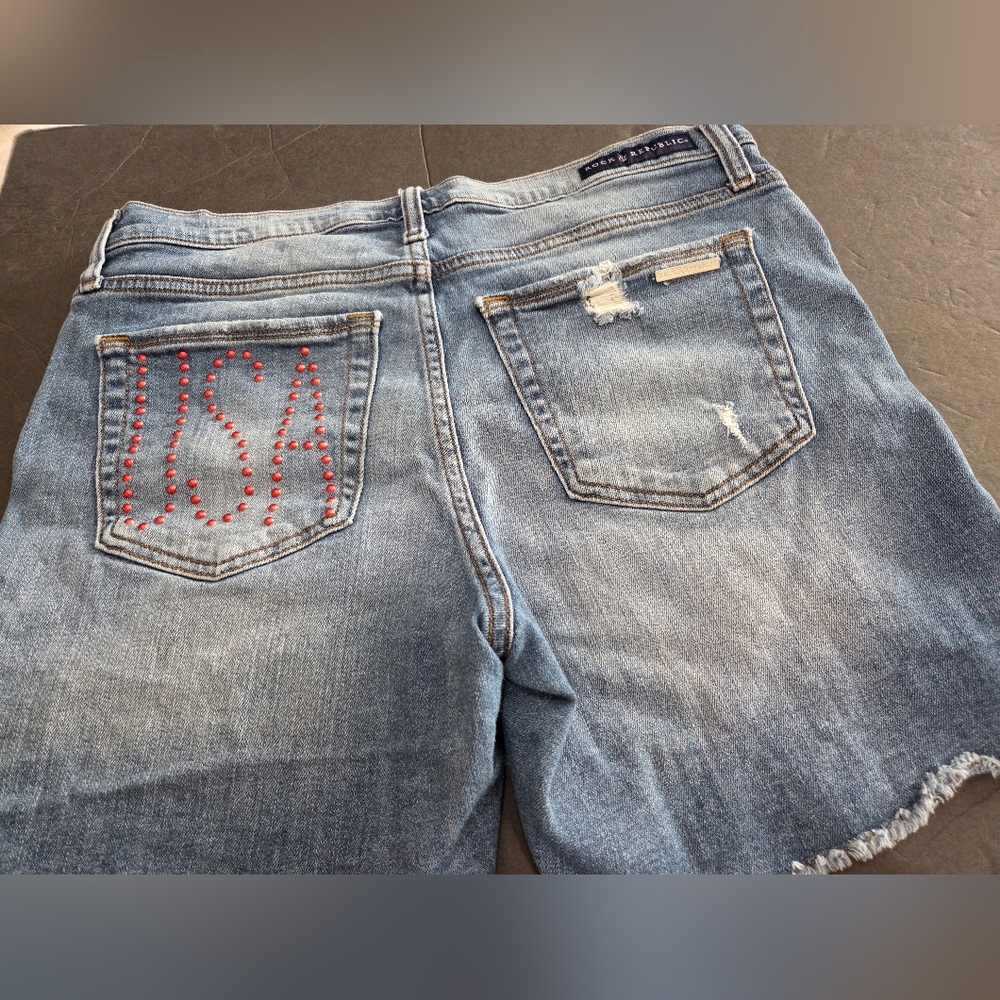 Rock Republic Bumpershoot USA Embellished Denim Shorts Sz.12